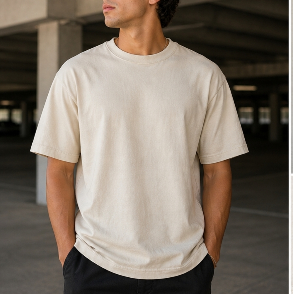 Rebels Cream Cotton Tee Size L Minimalist Short Sleeve Neutral Streetwear Shirt